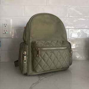 Like Dreams Olive Green Quilted Mini Backpack